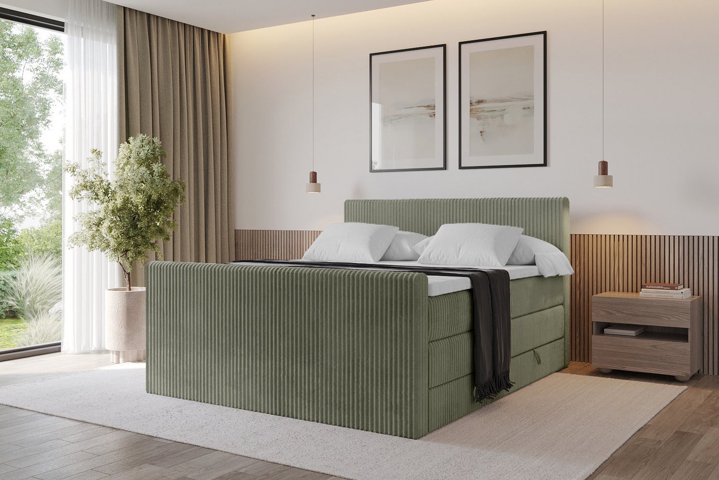 ALTDECOR Boxspringbett TOLO-Z KING (Multipocket-Matratze H4, H3 Matratze Bonellfederung, Topper, Kopfteil), Doppelbett mit Fußteil von ALTDECOR
