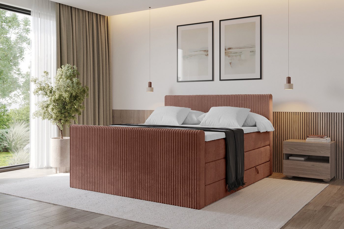 ALTDECOR Boxspringbett TOLO-Z KING (Multipocket-Matratze H4, H3 Matratze Bonellfederung, Topper, Kopfteil), Doppelbett mit Fußteil von ALTDECOR