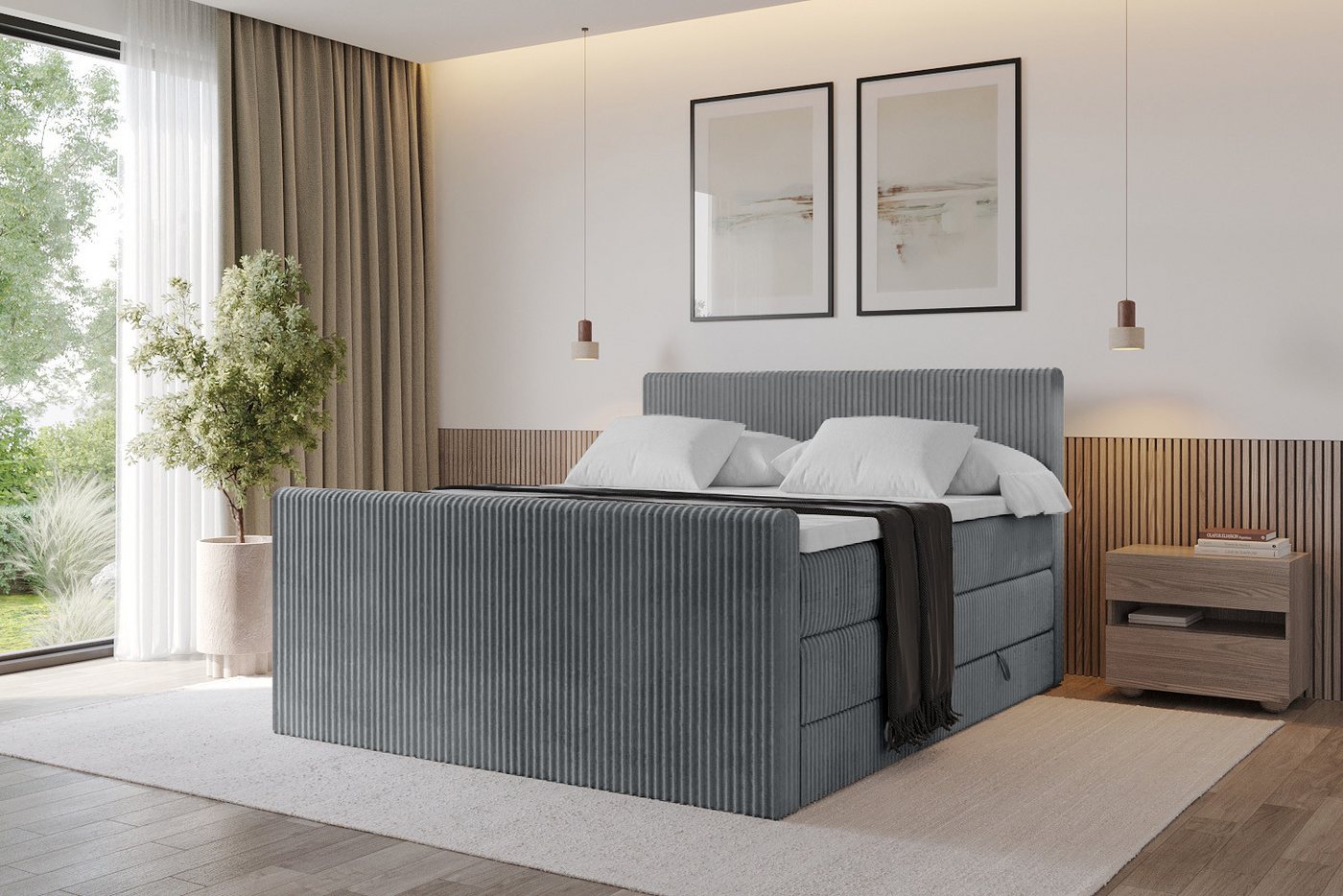 ALTDECOR Boxspringbett TOLO-Z KING (Multipocket-Matratze H4, H3 Matratze Bonellfederung, Topper, Kopfteil), Doppelbett mit Fußteil von ALTDECOR