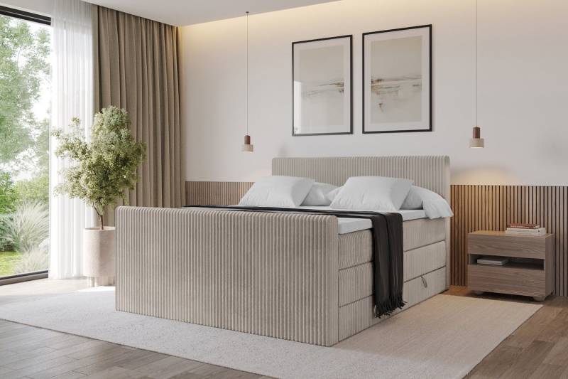 ALTDECOR Boxspringbett TOLO-Z KING (Multipocket-Matratze H4, H3 Matratze Bonellfederung, Topper, Kopfteil), Doppelbett mit Fußteil von ALTDECOR