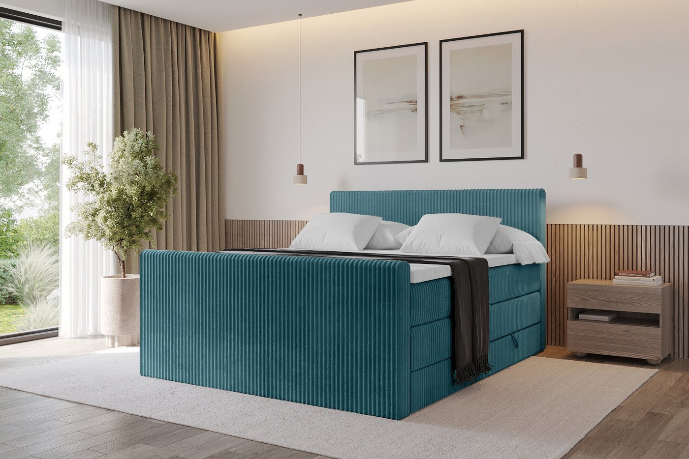 ALTDECOR Boxspringbett TOLO-Z KING (Multipocket-Matratze H4, H3 Matratze Bonellfederung, Topper, Kopfteil), Doppelbett mit Fußteil von ALTDECOR