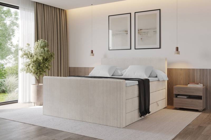 ALTDECOR Boxspringbett TOLO-Z KING (Multipocket-Matratze H4, H3 Matratze Bonellfederung, Topper, Kopfteil), Doppelbett mit Fußteil von ALTDECOR