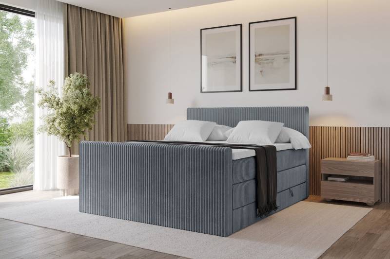 ALTDECOR Boxspringbett TOLO-Z KING (Multipocket-Matratze H4, H3 Matratze Bonellfederung, Topper, Kopfteil), Doppelbett mit Fußteil von ALTDECOR