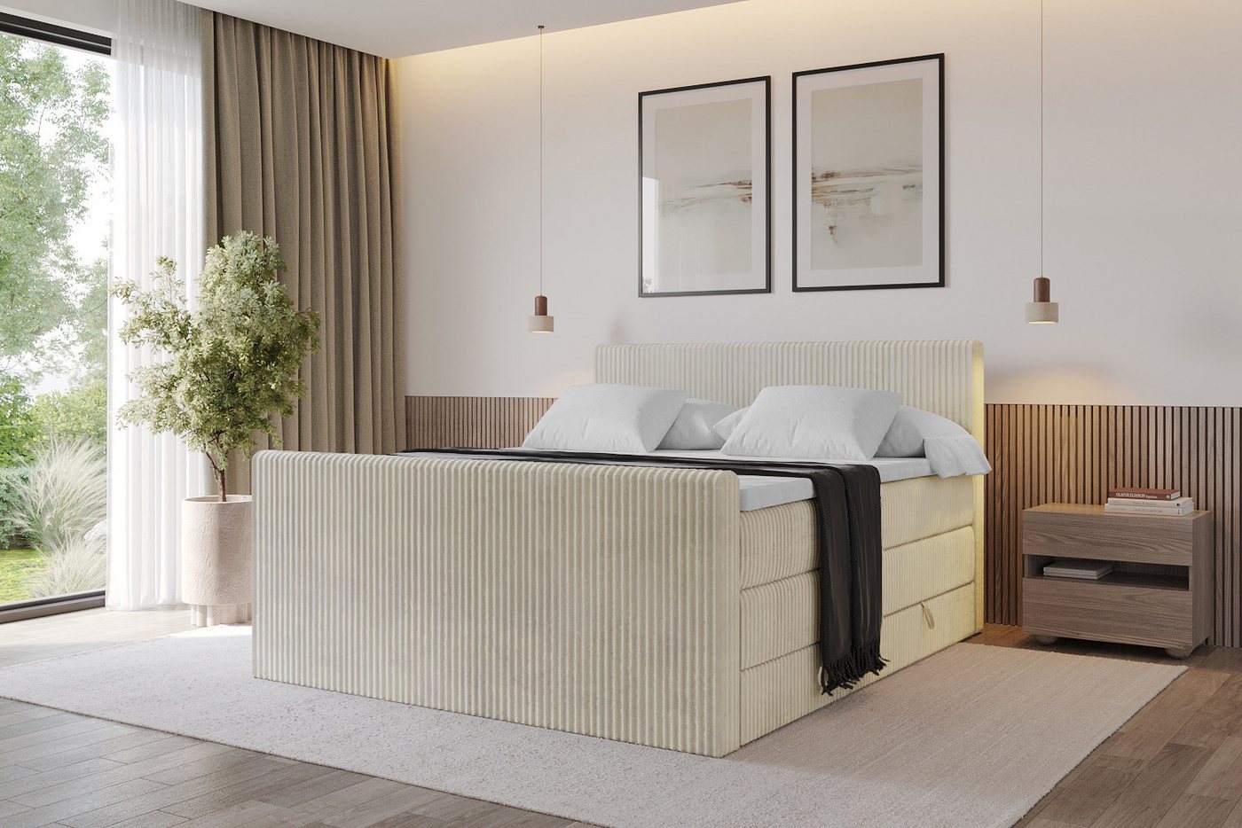 ALTDECOR Boxspringbett TOLO-Z KING (Multipocket-Matratze H4, H3 Matratze Bonellfederung, Topper, Kopfteil), Doppelbett mit Fußteil von ALTDECOR
