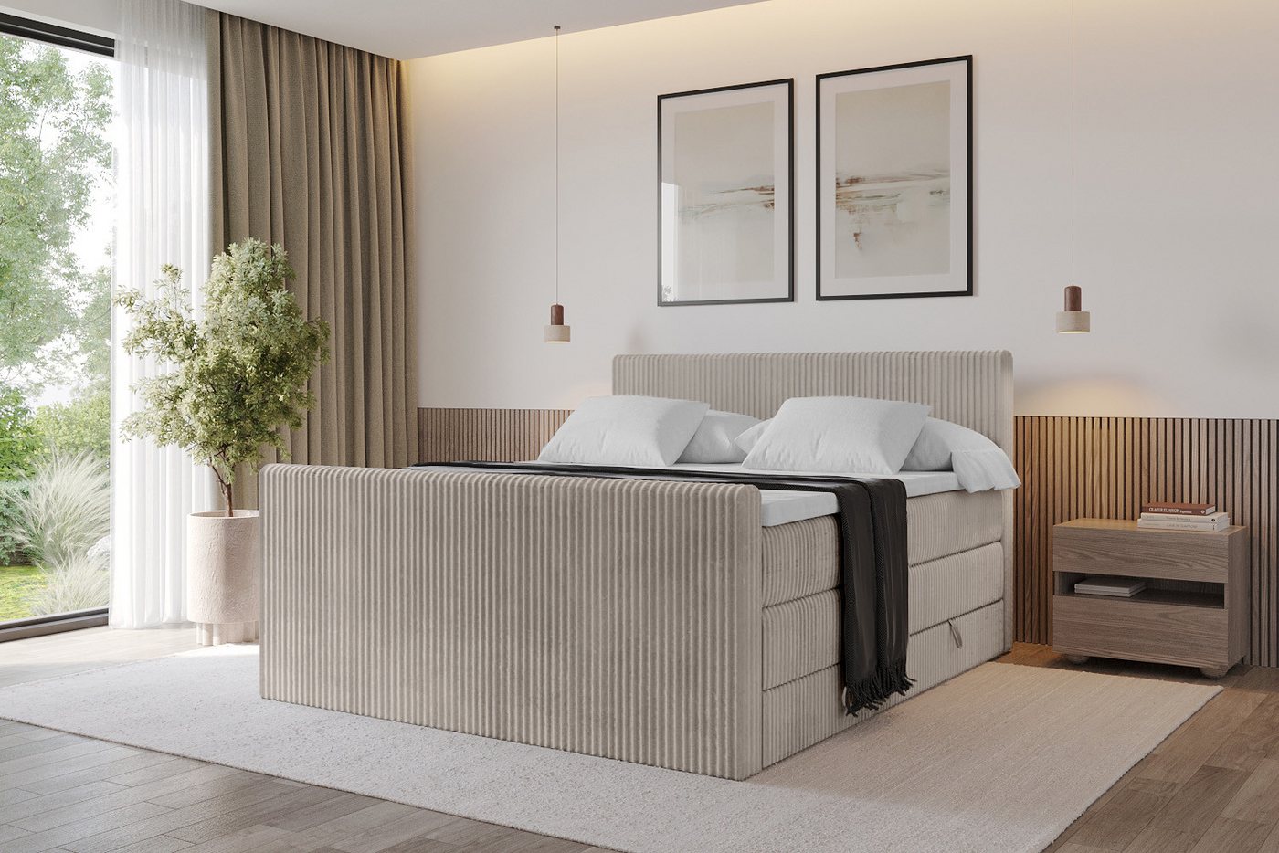 ALTDECOR Boxspringbett TOLO-Z KING (Multipocket-Matratze H4, H3 Matratze Bonellfederung, Topper, Kopfteil), Doppelbett mit Fußteil von ALTDECOR