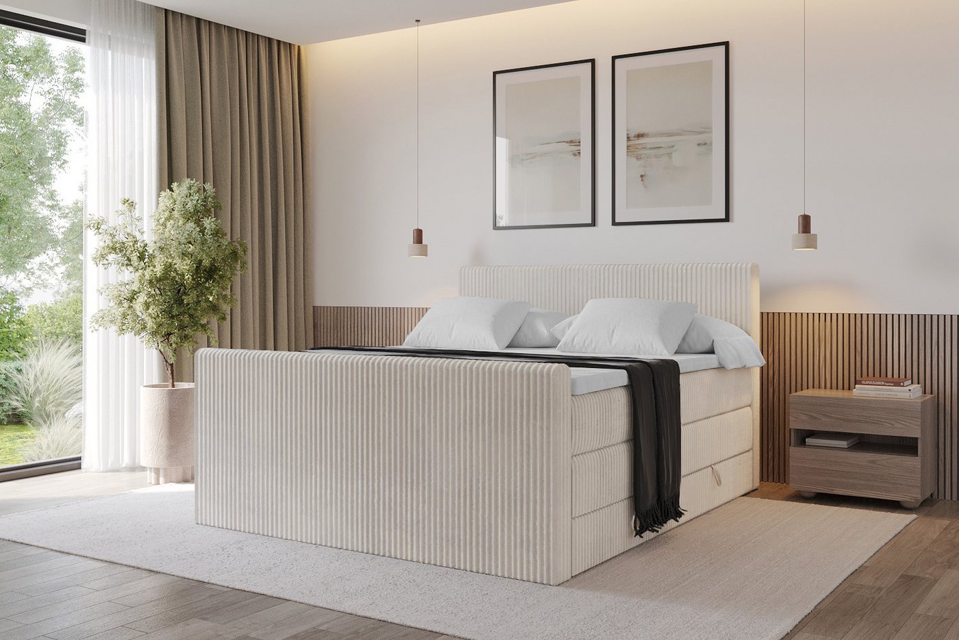 ALTDECOR Boxspringbett TOLO-Z KING (Multipocket-Matratze H4, H3 Matratze Bonellfederung, Topper, Kopfteil), Doppelbett mit Fußteil von ALTDECOR