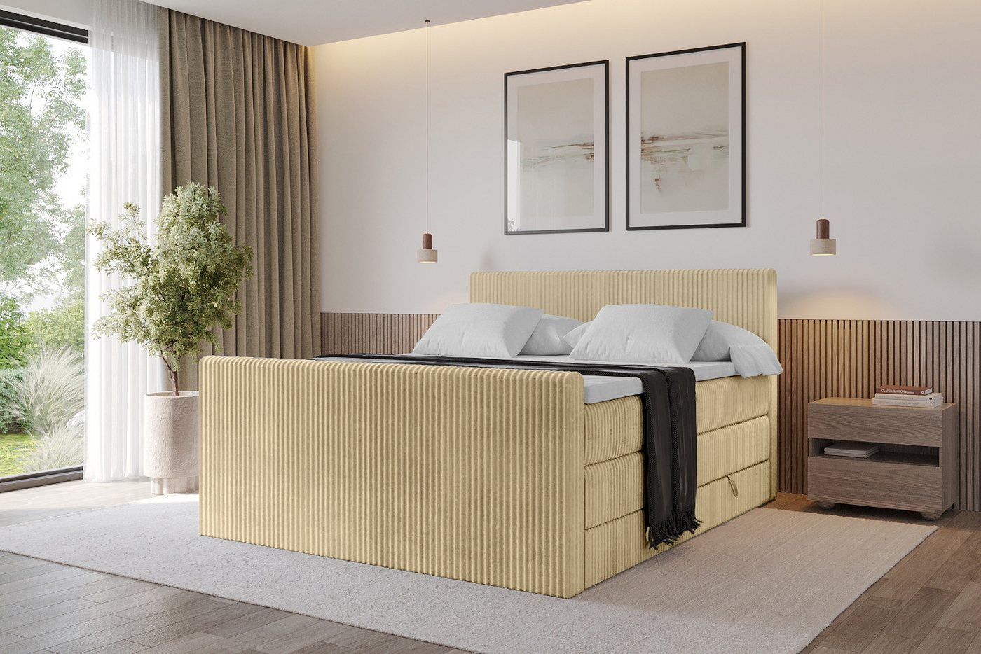 ALTDECOR Boxspringbett TOLO-Z KING (Multipocket-Matratze H4, H3 Matratze Bonellfederung, Topper, Kopfteil), Doppelbett mit Fußteil von ALTDECOR