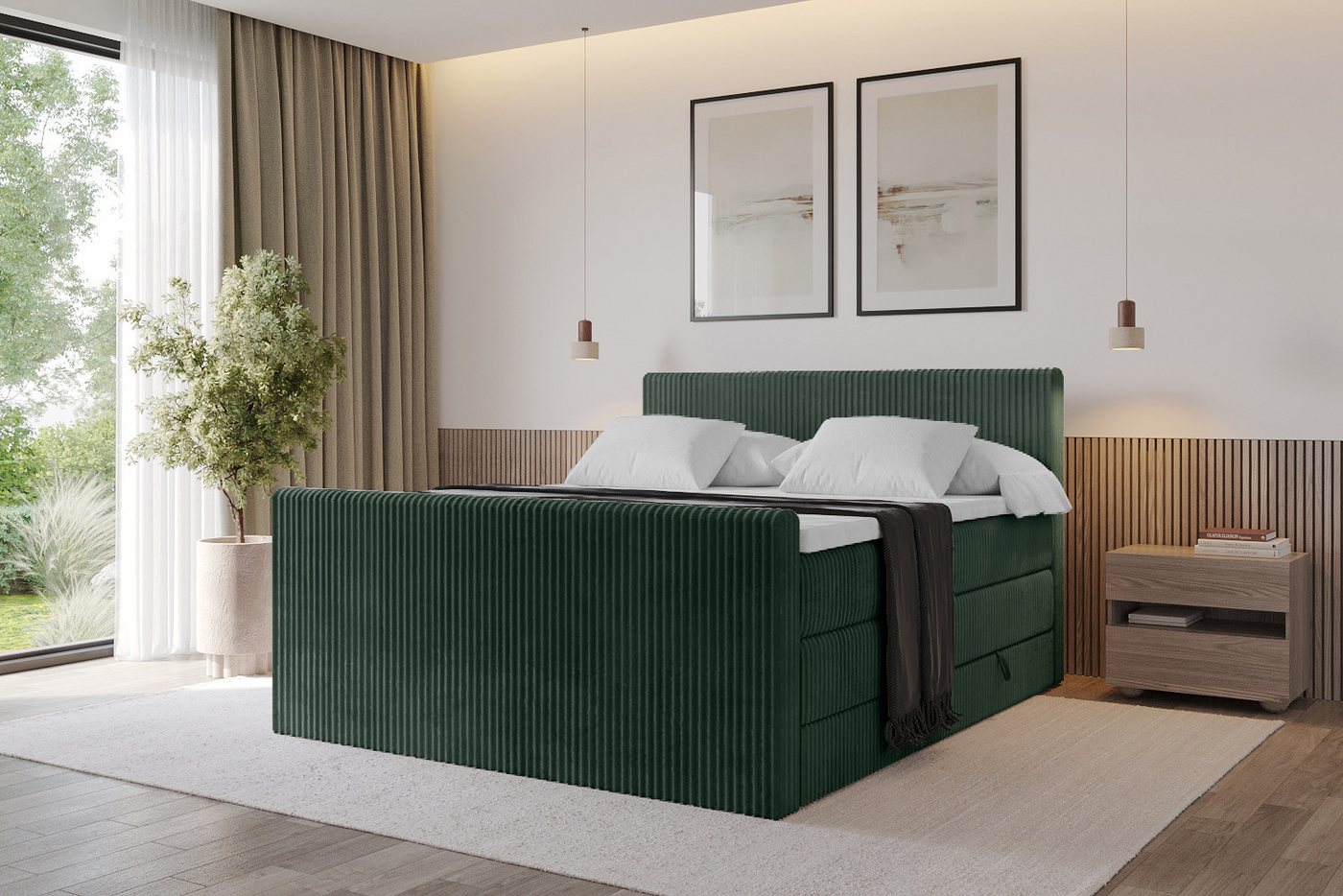 ALTDECOR Boxspringbett TOLO-Z KING (Multipocket-Matratze H4, H3 Matratze Bonellfederung, Topper, Kopfteil), Doppelbett mit Fußteil von ALTDECOR