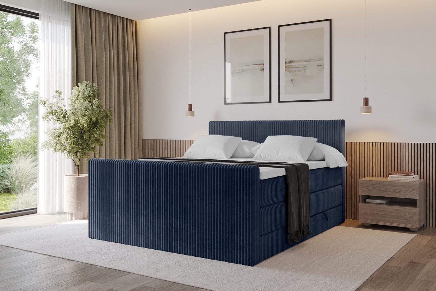 ALTDECOR Boxspringbett TOLO-Z KING (Multipocket-Matratze H4, H3 Matratze Bonellfederung, Topper, Kopfteil), Doppelbett mit Fußteil von ALTDECOR