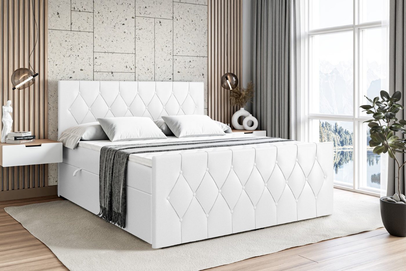 ALTDECOR Boxspringbett VELANTO (Multipocket-Matratze H4. H3 Matratze Bonellfederung. Topper. Kopfteil) von ALTDECOR