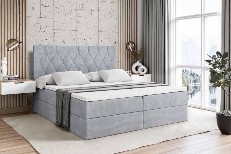 ALTDECOR Boxbett VELANTO-BZ (mit Matratze Lattenrost Topper Polsterbett mit Bettkasten Doppelbett), H4 Multipocket / H3 Bonellfederung, Springboxbett Boxspringbett von ALTDECOR