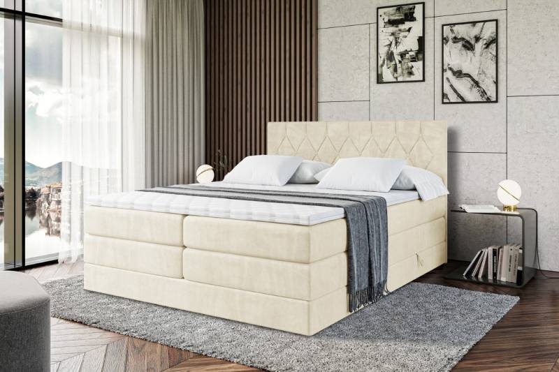 ALTDECOR Boxspringbett VELANTO-BZ KING (mit Matratze und Lattenrost Topper Polsterbett mit Bettkasten Boxbett), H4 Multipocket, H3 Bonellfederung, Doppelbett Springboxbett von ALTDECOR