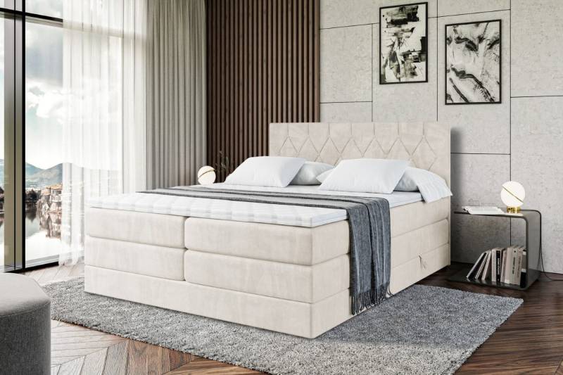 ALTDECOR Boxspringbett VELANTO-BZ KING (mit Matratze und Lattenrost Topper Polsterbett mit Bettkasten Boxbett), H4 Multipocket, H3 Bonellfederung, Doppelbett Springboxbett von ALTDECOR