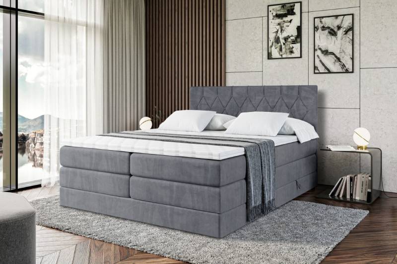 ALTDECOR Boxspringbett VELANTO-BZ KING (mit Matratze und Lattenrost Topper Polsterbett mit Bettkasten Boxbett), H4 Multipocket, H3 Bonellfederung, Doppelbett Springboxbett von ALTDECOR