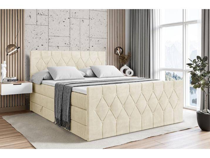 ALTDECOR Boxspringbett VELANTO KING (mit Matratze und Lattenrost Topper Polsterbett mit Bettkasten Boxbett), H4 Multipocket, H3 Bonellfederung, Doppelbett Springboxbett von ALTDECOR