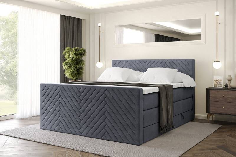 ALTDECOR Boxspringbett VEXA-Z KING (Multipocket-Matratze H4, H3 Matratze Bonellfederung, Topper, Kopfteil), Doppelbett mit Fußteil von ALTDECOR