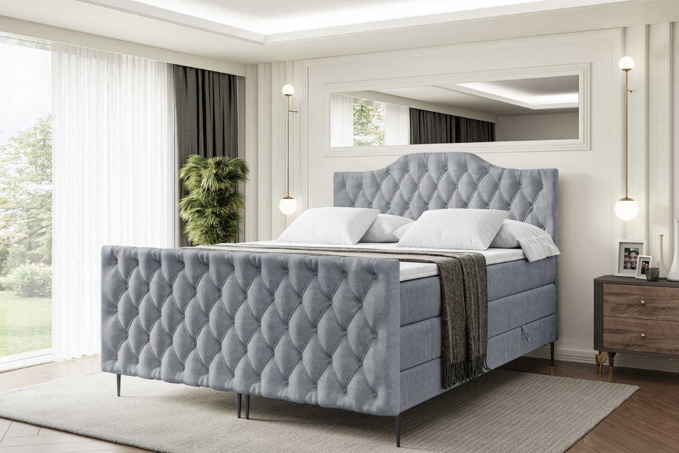 ALTDECOR Boxspringbett VILA-1-F-Z KING (Multipocket-Matratze H4, H3 Matratze Bonellfederung, Topper, Kopfteil) von ALTDECOR