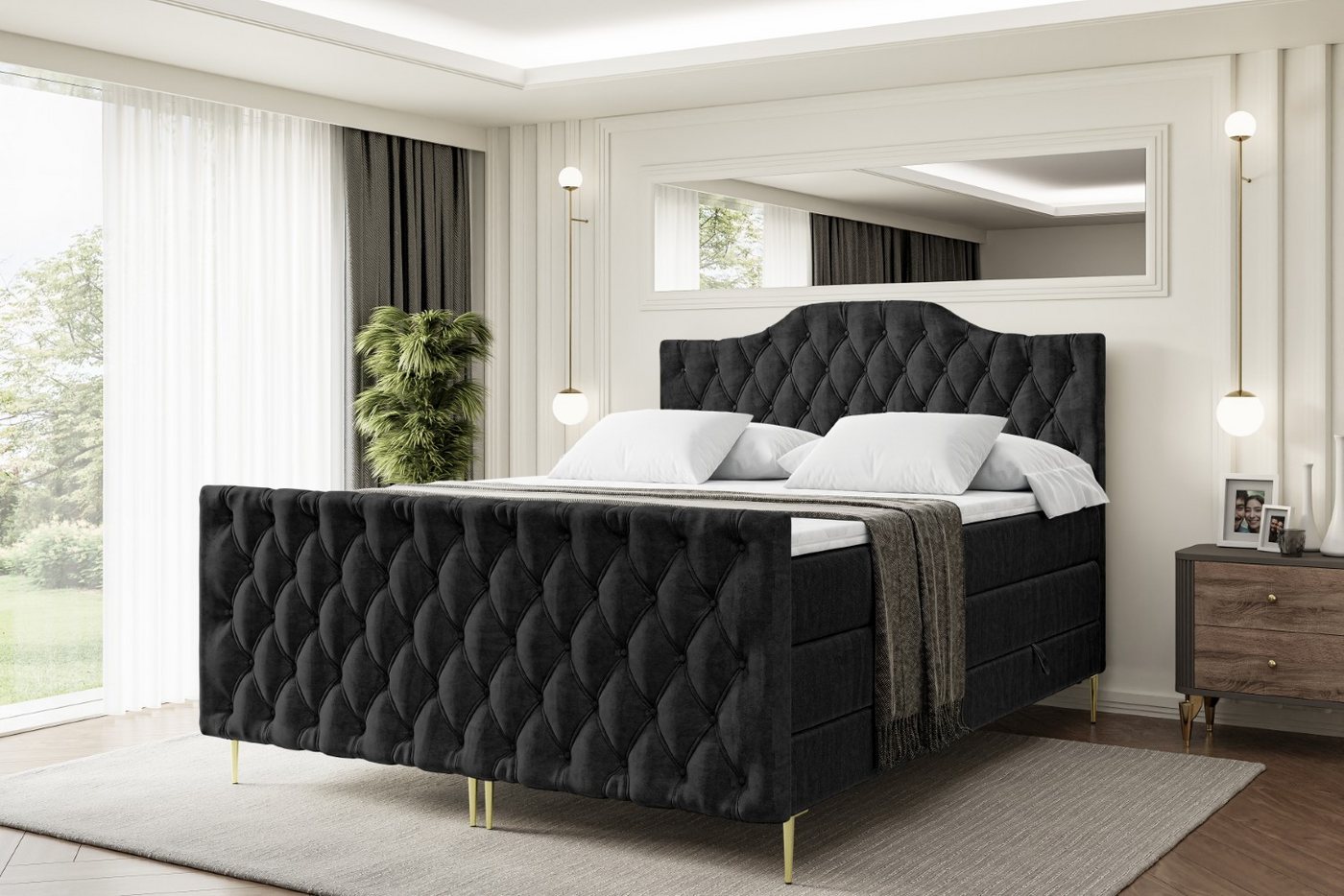 ALTDECOR Boxspringbett VILA-1-F-Z KING (Multipocket-Matratze H4, H3 Matratze Bonellfederung, Topper, Kopfteil) von ALTDECOR