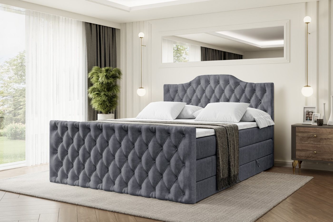 ALTDECOR Boxspringbett VILA-1-Z KING (Multipocket-Matratze H4, H3 Matratze Bonellfederung, Topper, Kopfteil) von ALTDECOR