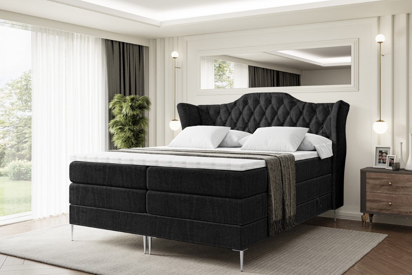 ALTDECOR Boxspringbett VILA-F KING (Multipocket-Matratze H4, H3 Matratze Bonellfederung, Topper, Kopfteil) von ALTDECOR