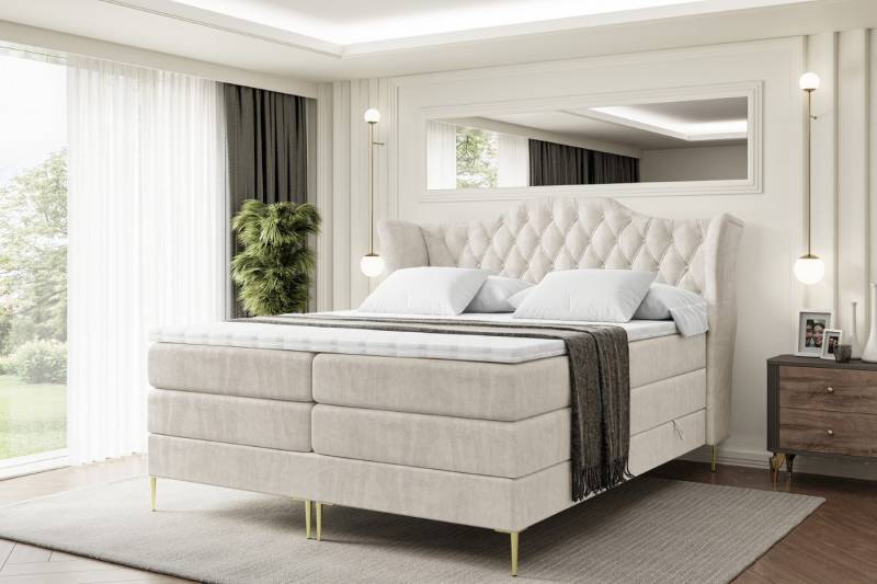 ALTDECOR Boxspringbett VILA-F KING (Multipocket-Matratze H4, H3 Matratze Bonellfederung, Topper, Kopfteil) von ALTDECOR