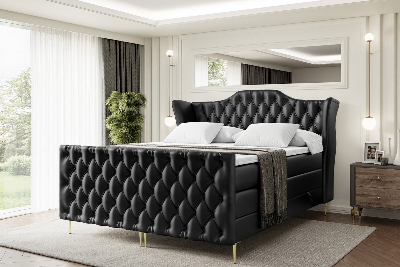 ALTDECOR Boxspringbett VILA-F-Z KING (Multipocket-Matratze H4, H3 Matratze Bonellfederung, Topper, Kopfteil) von ALTDECOR