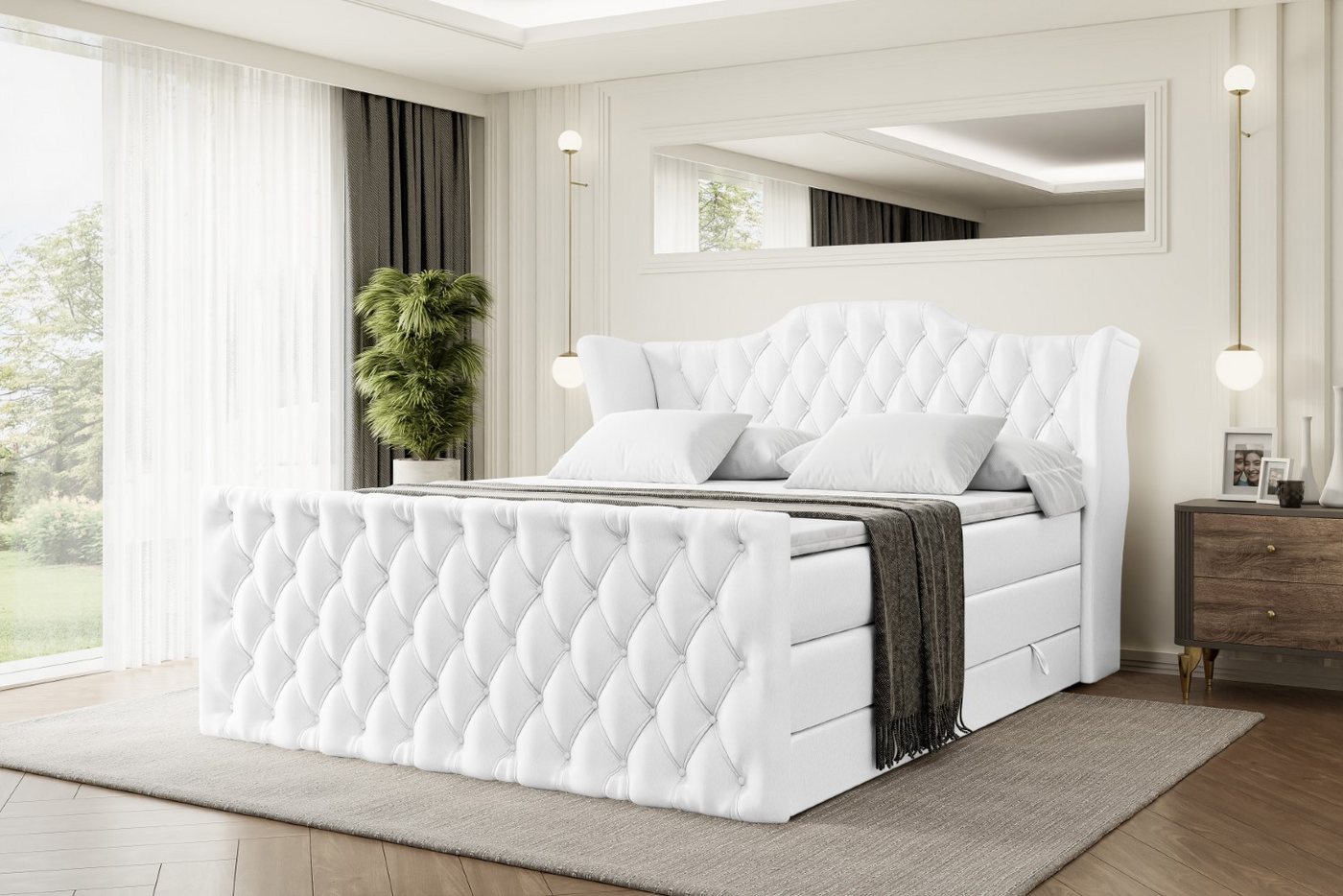 ALTDECOR Boxspringbett VILA-Z KING (Multipocket-Matratze H4, H3 Matratze Bonellfederung, Topper, Kopfteil), Doppelbett mit Fußteil von ALTDECOR