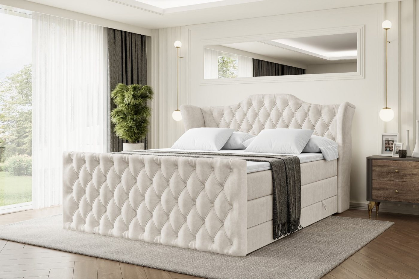 ALTDECOR Boxspringbett VILA-Z KING (Multipocket-Matratze H4, H3 Matratze Bonellfederung, Topper, Kopfteil), Doppelbett mit Fußteil von ALTDECOR