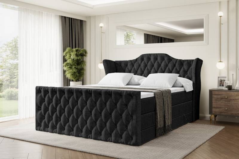 ALTDECOR Boxspringbett VILA-Z KING (Multipocket-Matratze H4, H3 Matratze Bonellfederung, Topper, Kopfteil), Doppelbett mit Fußteil von ALTDECOR