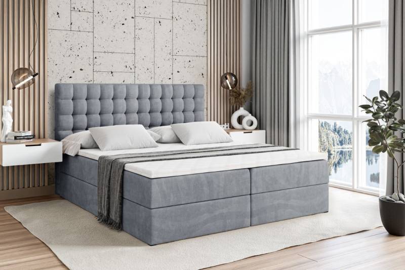 ALTDECOR Boxbett VIONE (mit Matratze Lattenrost Topper Polsterbett mit Bettkasten Doppelbett), H4 Multipocket / H3 Bonellfederung, Springboxbett Boxspringbett von ALTDECOR