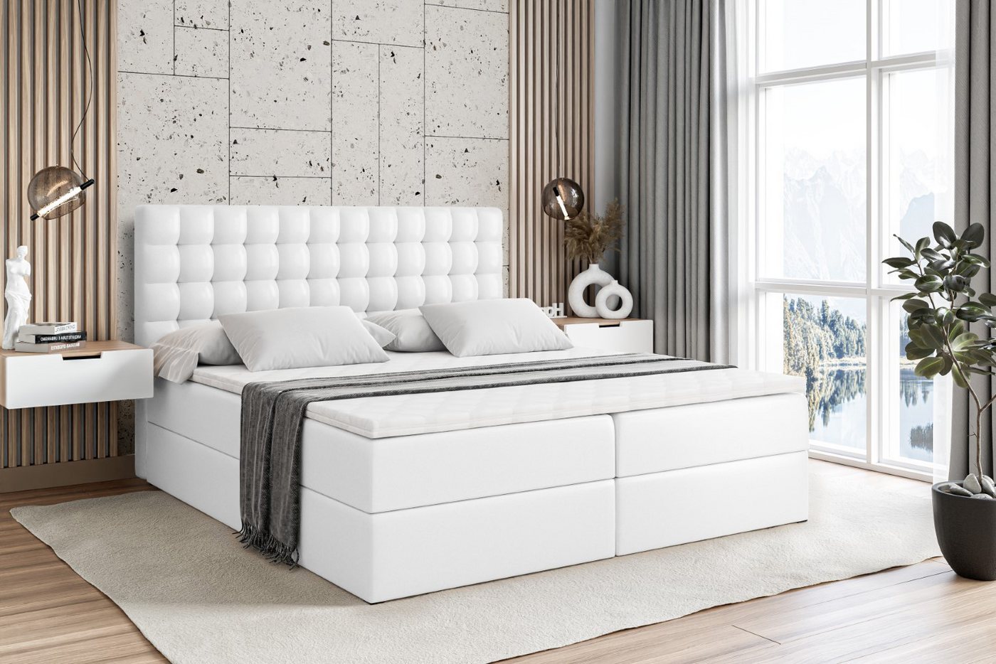 ALTDECOR Boxbett VIONE (mit Matratze Lattenrost Topper Polsterbett mit Bettkasten Doppelbett), H4 Multipocket / H3 Bonellfederung, Springboxbett Boxspringbett von ALTDECOR