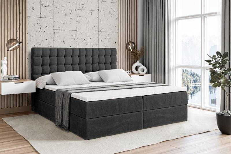 ALTDECOR Boxbett VIONE (mit Matratze Lattenrost Topper Polsterbett mit Bettkasten Doppelbett), H4 Multipocket / H3 Bonellfederung, Springboxbett Boxspringbett von ALTDECOR