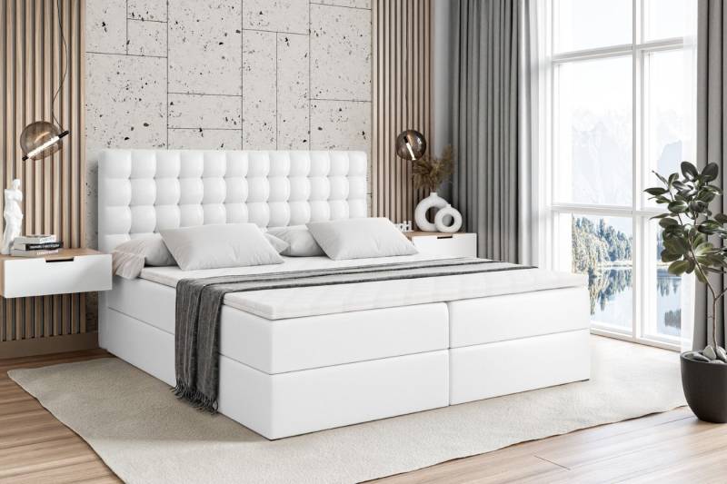 ALTDECOR Boxbett VIONE (mit Matratze Lattenrost Topper Polsterbett mit Bettkasten Doppelbett), H4 Multipocket / H3 Bonellfederung, Springboxbett Boxspringbett von ALTDECOR