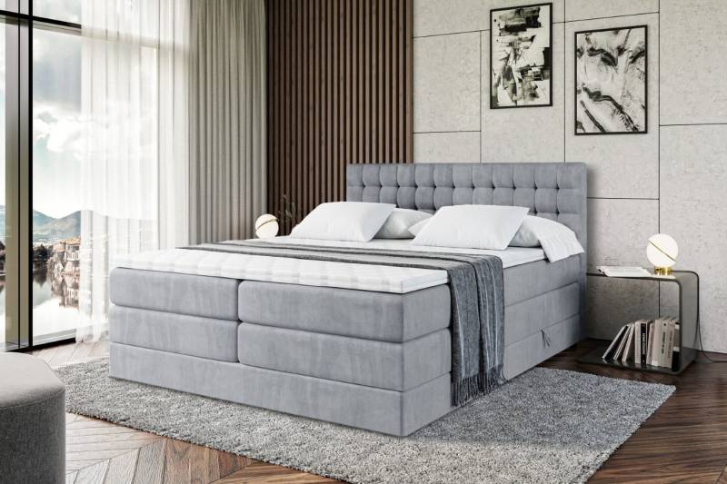 ALTDECOR Boxspringbett VIONE KING (mit Matratze und Lattenrost Topper Polsterbett mit Bettkasten Boxbett), H4 Multipocket, H3 Bonellfederung, Doppelbett Springboxbett von ALTDECOR
