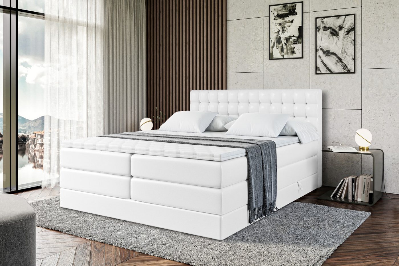 ALTDECOR Boxspringbett VIONE KING (mit Matratze und Lattenrost Topper Polsterbett mit Bettkasten Boxbett), H4 Multipocket, H3 Bonellfederung, Doppelbett Springboxbett von ALTDECOR