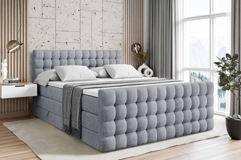 ALTDECOR Boxspringbett VIONE-Z KING (mit Matratze und Lattenrost Topper Polsterbett mit Bettkasten Boxbett), H4 Multipocket, H3 Bonellfederung, Doppelbett Springboxbett von ALTDECOR