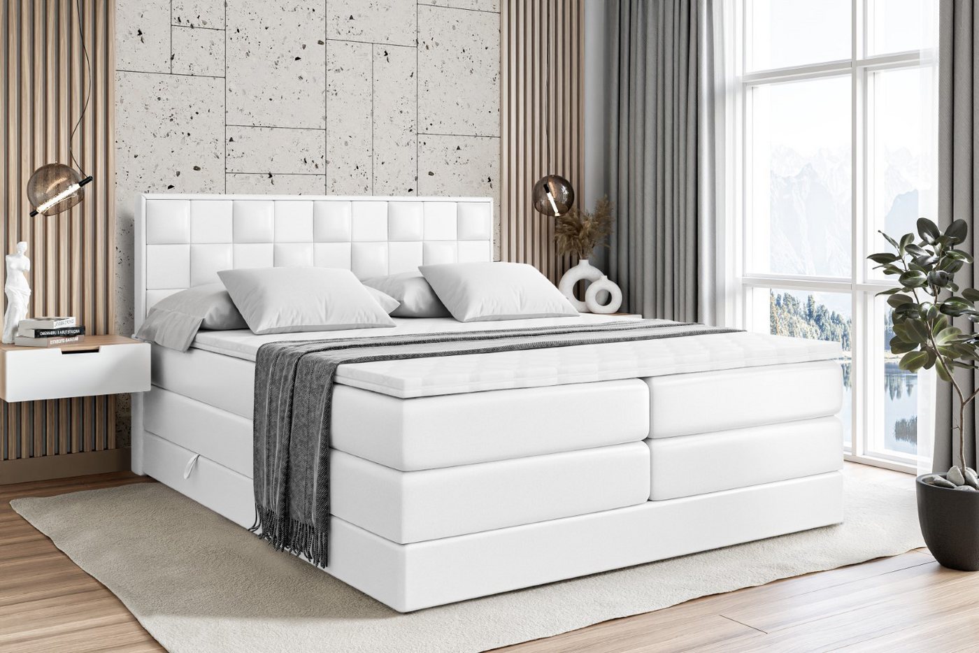 ALTDECOR Boxspringbett ZAFIRA-BZ KING (Multipocket-Matratze H4 und H3 Matratze Bonellfederung Topper Kopfteil) von ALTDECOR