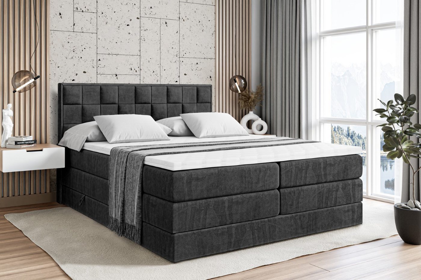 ALTDECOR Boxspringbett ZAFIRA-BZ KING (Multipocket-Matratze H4 und H3 Matratze Bonellfederung Topper Kopfteil) von ALTDECOR
