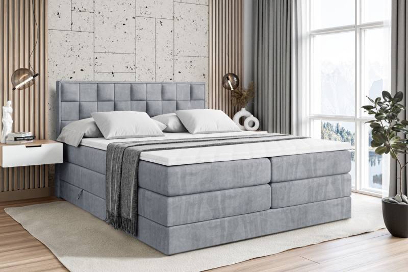 ALTDECOR Boxspringbett ZAFIRA-BZ KING (Multipocket-Matratze H4 und H3 Matratze Bonellfederung Topper Kopfteil) von ALTDECOR