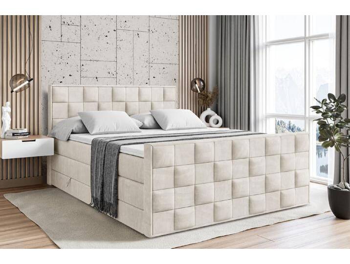 ALTDECOR Boxspringbett ZAFIRA KING (Multipocket-Matratze H4 und H3 Matratze Bonellfederung Topper Kopfteil), beige braun, Beige Casablanca von ALTDECOR