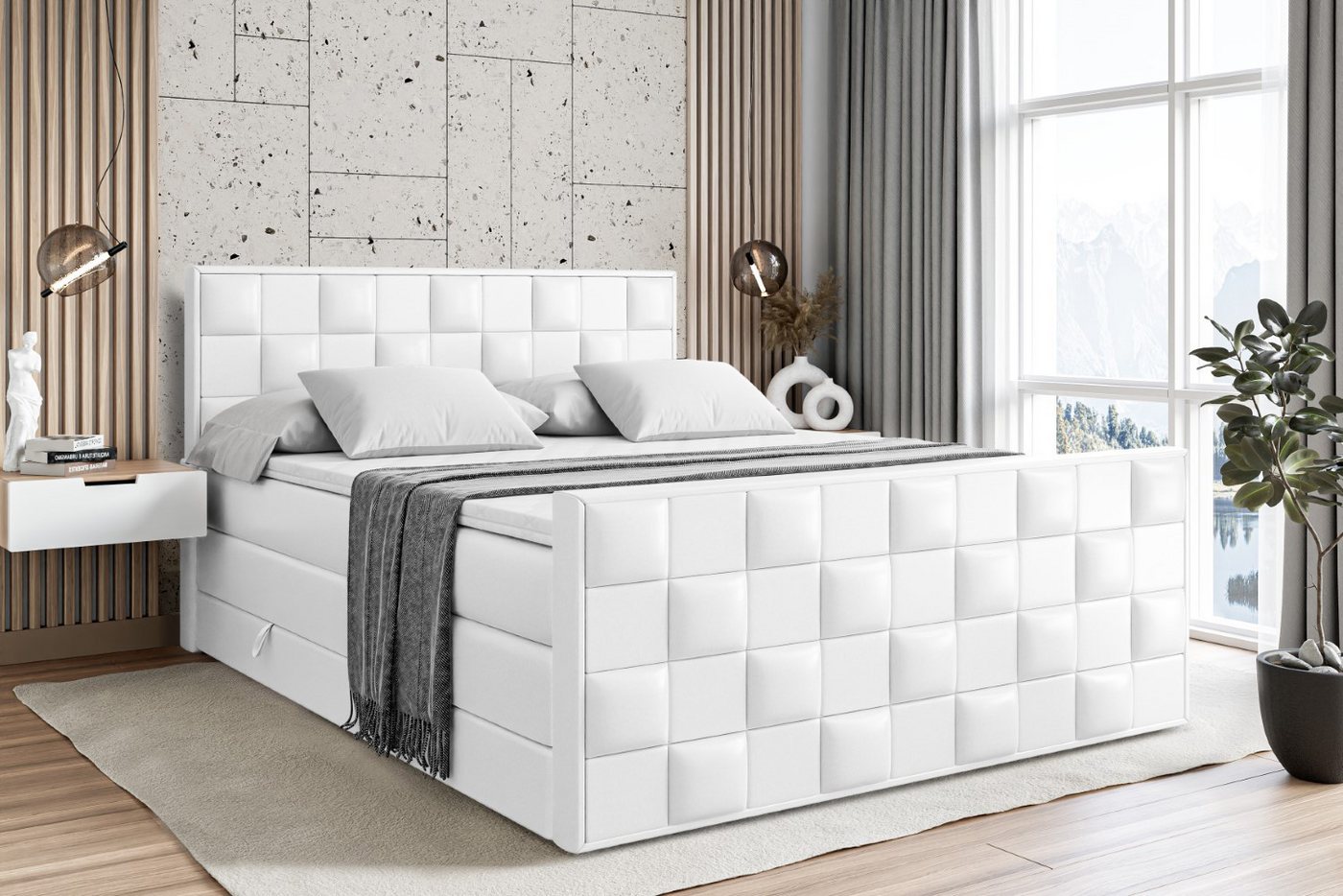 ALTDECOR Boxspringbett ZAFIRA KING (Multipocket-Matratze H4 und H3 Matratze Bonellfederung Topper Kopfteil) von ALTDECOR