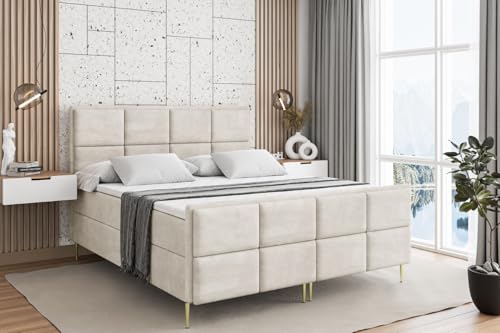 ALTDECOR Boxspringbett mit Gold Füßen, Matratze und Lattenrost, Topper, Fußteil, Polsterbett mit Bettkasten, Bett mit Stauraum H3-Matratze, Doppelbett - NOVA-FZ-Z - 180x200 - Beige Monolith ALTDECOR Boxspringbett mit Gold Füßen, Matratze und Lattenrost, Topper, Fußteil, Polsterbett mit Bettkasten, Bett mit Stauraum H3-Matratze, Doppelbett - NOVA-FZ-Z - 180x200 - Beige Monolith von ALTDECOR