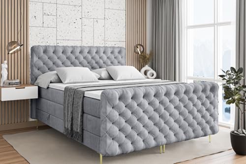 ALTDECOR Boxspringbett mit Gold Füßen, Matratze und Lattenrost, Topper, Fußteil, Polsterbett mit Bettkasten, Bett mit Stauraum H3- und H4- Matratze -BOXI8-FZ-Z KING-180x200 - Grau Monolith ALTDECOR Boxspringbett mit Gold Füßen, Matratze und Lattenrost, Topper, Fußteil, Polsterbett mit Bettkasten, Bett mit Stauraum H3- und H4- Matratze -BOXI8-FZ-Z KING-180x200 - Grau Monolith von ALTDECOR