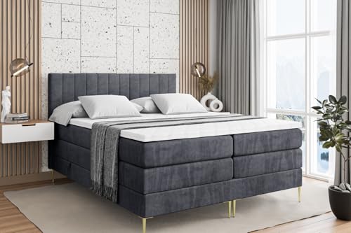 ALTDECOR Boxspringbett mit Gold Füßen, Matratze und Lattenrost, Topper, Polsterbett mit Bettkasten, Bett mit Stauraum H3- und H4- Matratze, Doppelbett -Edita-FZ KING-200x200 - Dunkelgrau Casablanca ALTDECOR Boxspringbett mit Gold Füßen, Matratze und Lattenrost, Topper, Polsterbett mit Bettkasten, Bett mit Stauraum H3- und H4- Matratze, Doppelbett -Edita-FZ KING-200x200 - Dunkelgrau Casablanca von ALTDECOR