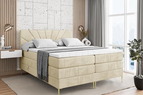 ALTDECOR Boxspringbett mit Gold Füßen, Matratze und Lattenrost, Topper, Polsterbett mit Bettkasten, Bett mit Stauraum H3- und H4- Matratze, Doppelbett -MILTIO-FZ KING-200x200 - Beige Casablanca ALTDECOR Boxspringbett mit Gold Füßen, Matratze und Lattenrost, Topper, Polsterbett mit Bettkasten, Bett mit Stauraum H3- und H4- Matratze, Doppelbett -MILTIO-FZ KING-200x200 - Beige Casablanca von ALTDECOR