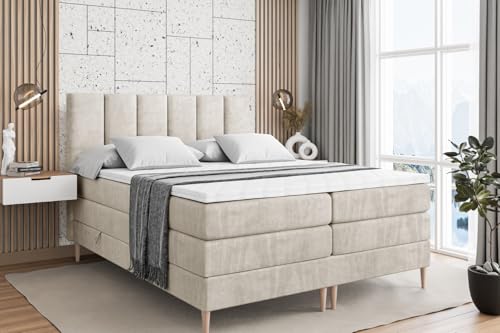 ALTDECOR Boxspringbett mit Holz Füßen, Matratze und Lattenrost, Topper, Polsterbett mit Bettkasten, Bett mit Stauraum H3- und H4- Matratze, Doppelbett -BOXI1-FD KING-120x200 - Beige Monolith ALTDECOR Boxspringbett mit Holz Füßen, Matratze und Lattenrost, Topper, Polsterbett mit Bettkasten, Bett mit Stauraum H3- und H4- Matratze, Doppelbett -BOXI1-FD KING-120x200 - Beige Monolith von ALTDECOR