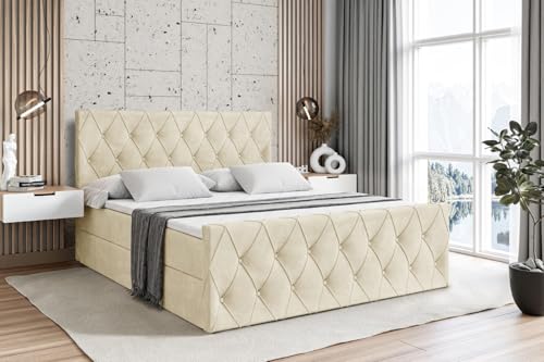 ALTDECOR Boxspringbett mit Matratze und Lattenrost, Boxbett, Fußteil, Topper, Polsterbett mit Bettkasten, Bett mit Stauraum H3-Matratze, Doppelbett, Springboxbett - Amay - 160x200 - Beige Monolith 04 ALTDECOR Boxspringbett mit Matratze und Lattenrost, Boxbett, Fußteil, Topper, Polsterbett mit Bettkasten, Bett mit Stauraum H3-Matratze, Doppelbett, Springboxbett - Amay - 160x200 - Beige Monolith 04 von ALTDECOR