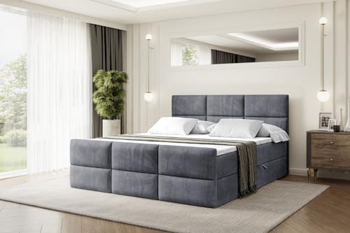 ALTDECOR Boxspringbett mit Matratze und Lattenrost, Boxbett, Topper, Fußteil, Polsterbett mit Bettkasten, Bett mit Stauraum H4-Matratze, Doppelbett, Springboxbett - Ohio-Z - 160x200 - Dunkelgrau Samt ALTDECOR Boxspringbett mit Matratze und Lattenrost, Boxbett, Topper, Fußteil, Polsterbett mit Bettkasten, Bett mit Stauraum H4-Matratze, Doppelbett, Springboxbett - Ohio-Z - 160x200 - Dunkelgrau Samt von ALTDECOR