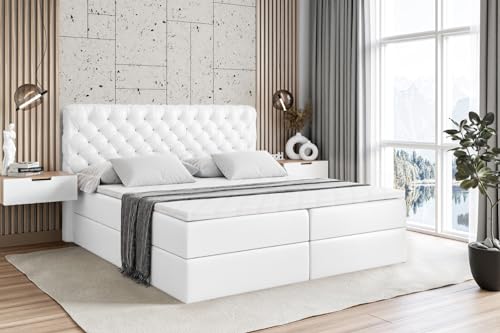 ALTDECOR Boxspringbett mit Matratze und Lattenrost, Boxbett, Topper, Polsterbett mit Bettkasten, Bett mit Stauraum H3-Matratze, Doppelbett, Springboxbett - BOXI8-160x200 - Weiß Kunstleder ALTDECOR Boxspringbett mit Matratze und Lattenrost, Boxbett, Topper, Polsterbett mit Bettkasten, Bett mit Stauraum H3-Matratze, Doppelbett, Springboxbett - BOXI8-160x200 - Weiß Kunstleder von ALTDECOR