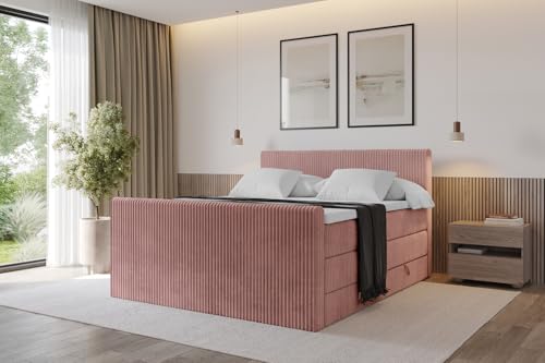 ALTDECOR Boxspringbett mit Matratze und Lattenrost, Topper, Fußteil,Polsterbett mit Bettkasten, Bett mit Stauraum H3- und H4- Matratze, Doppelbett, Springboxbett - TOLO-Z King 140x200 Cord - Hellrosa ALTDECOR Boxspringbett mit Matratze und Lattenrost, Topper, Fußteil,Polsterbett mit Bettkasten, Bett mit Stauraum H3- und H4- Matratze, Doppelbett, Springboxbett - TOLO-Z King 140x200 Cord - Hellrosa von ALTDECOR